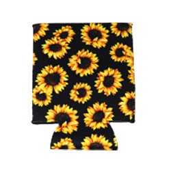 Can Cooler - Standard - Sunflower on Black