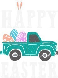 #1702 - Happy Easter Pickup Truck Bunny Eggs