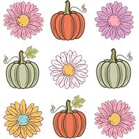 #1053 - Fall Flowers and Pumpkins