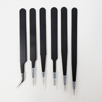 Weeding Precision Tweezers Set - Black - 6 Pcs
