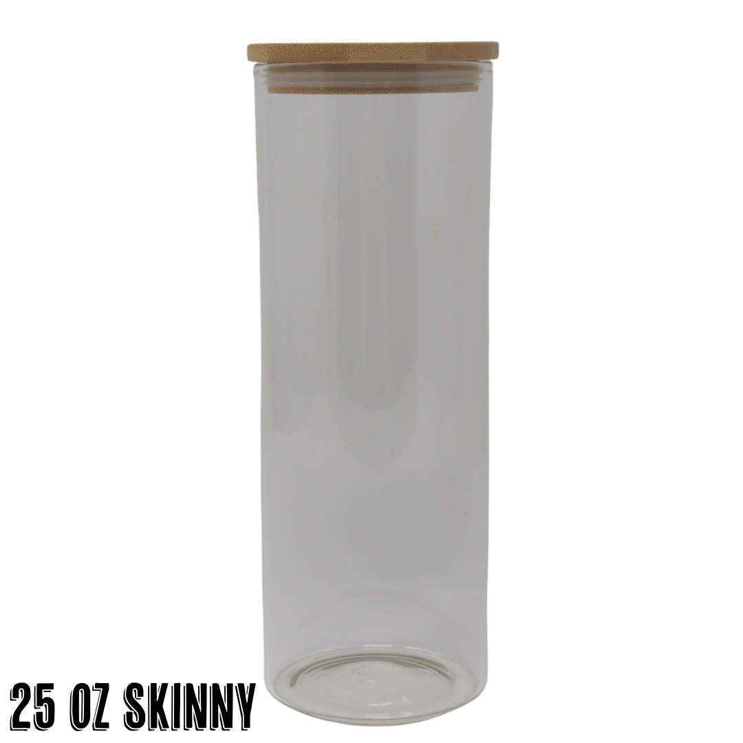 25 ounce Sublimation Bamboo Skinny Glass - Clear