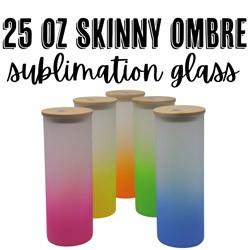 25 ounce Sublimation Bamboo Skinny Glass - Ombre