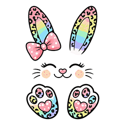 #3313 - Rainbow Leopard Easter Bunny Face