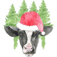 #0941 - Watercolor Christmas Cow