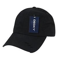 Decky Distressed Dad Hat- Black