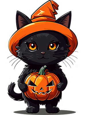 Halloween Black Kitten Pumpkin