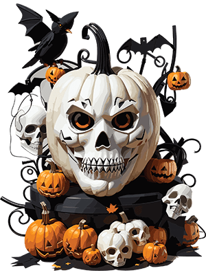 Halloween Skeleton Pumpkin Head