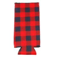 Can Cooler - Tall - Red and Black Plaid
